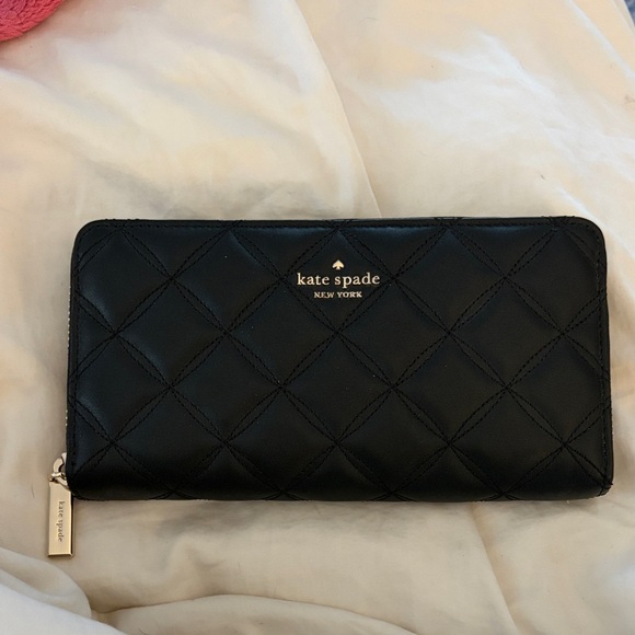 Kate Spade Black Quilted Zip Wallet - Picture 2 of 8